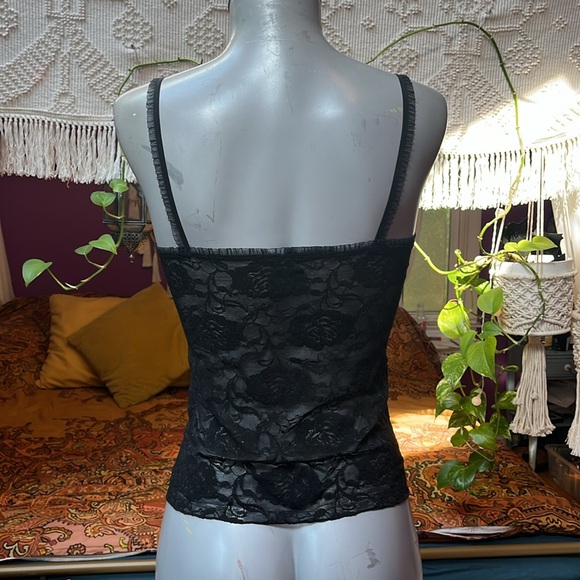 Vintage Y2K Goth Grunge lace lace-up corset bustier cami camisole tank top - Picture 3 of 4